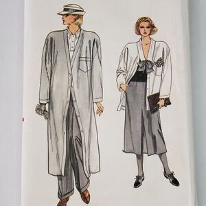 Vintage 80s Easy Very Vogue 4pc Blouse Pants Coat Jacket Pattern 9201 Sz L